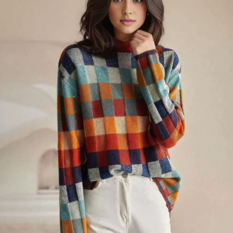 Hanna | Cashmere Couture Patchwork Turtleneck