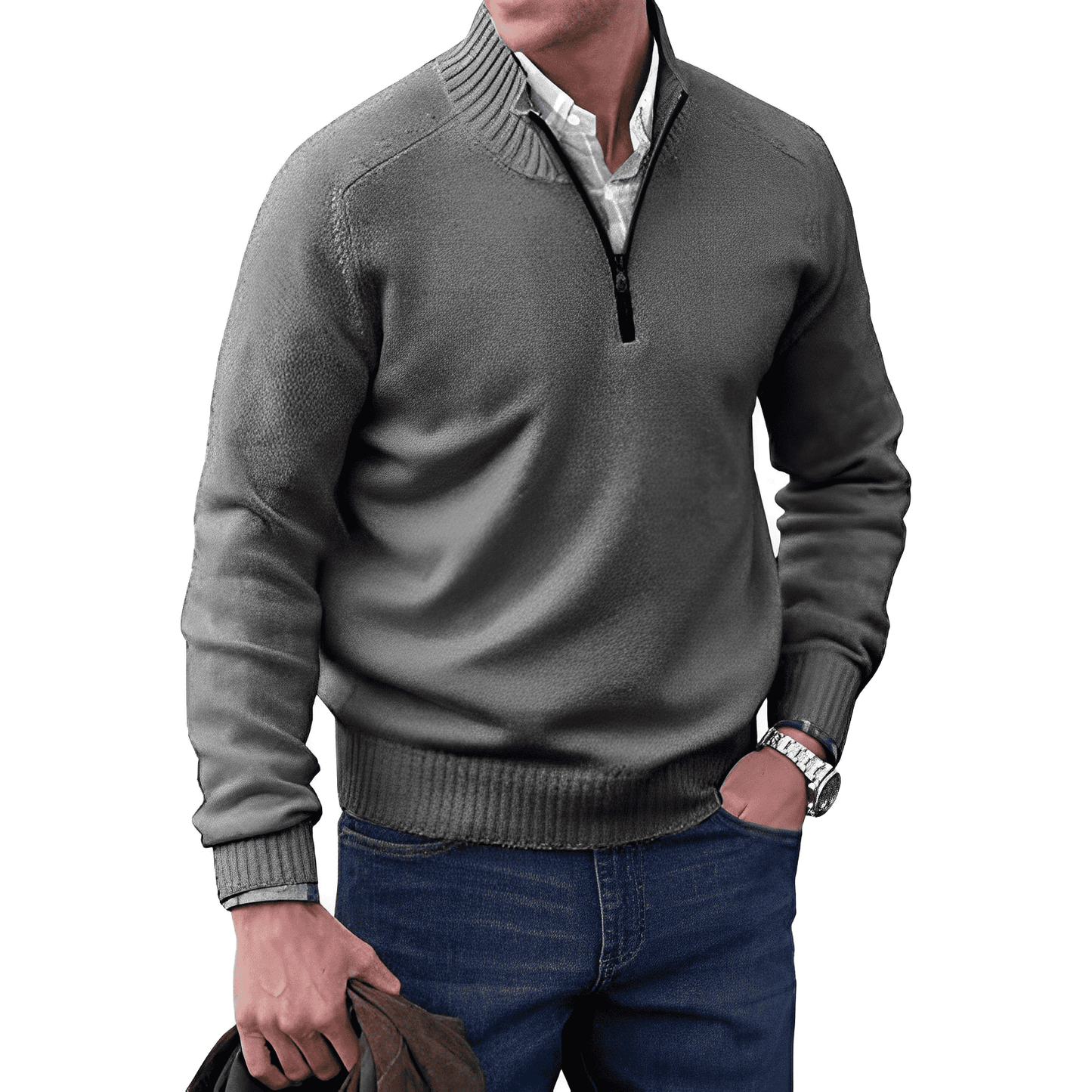 Marvin | Cashmere Quarter Zip Sweater