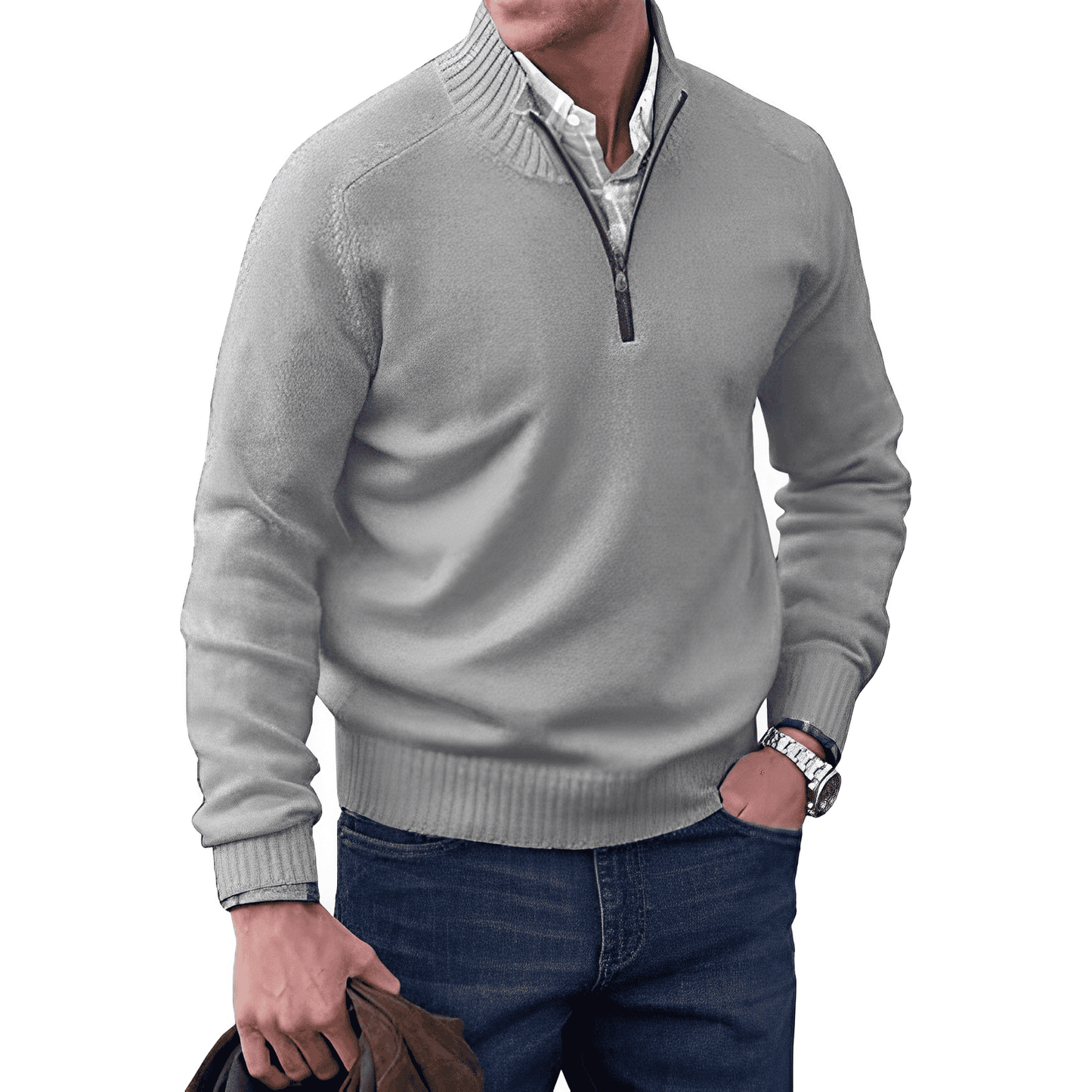 Marvin | Cashmere Quarter Zip Sweater